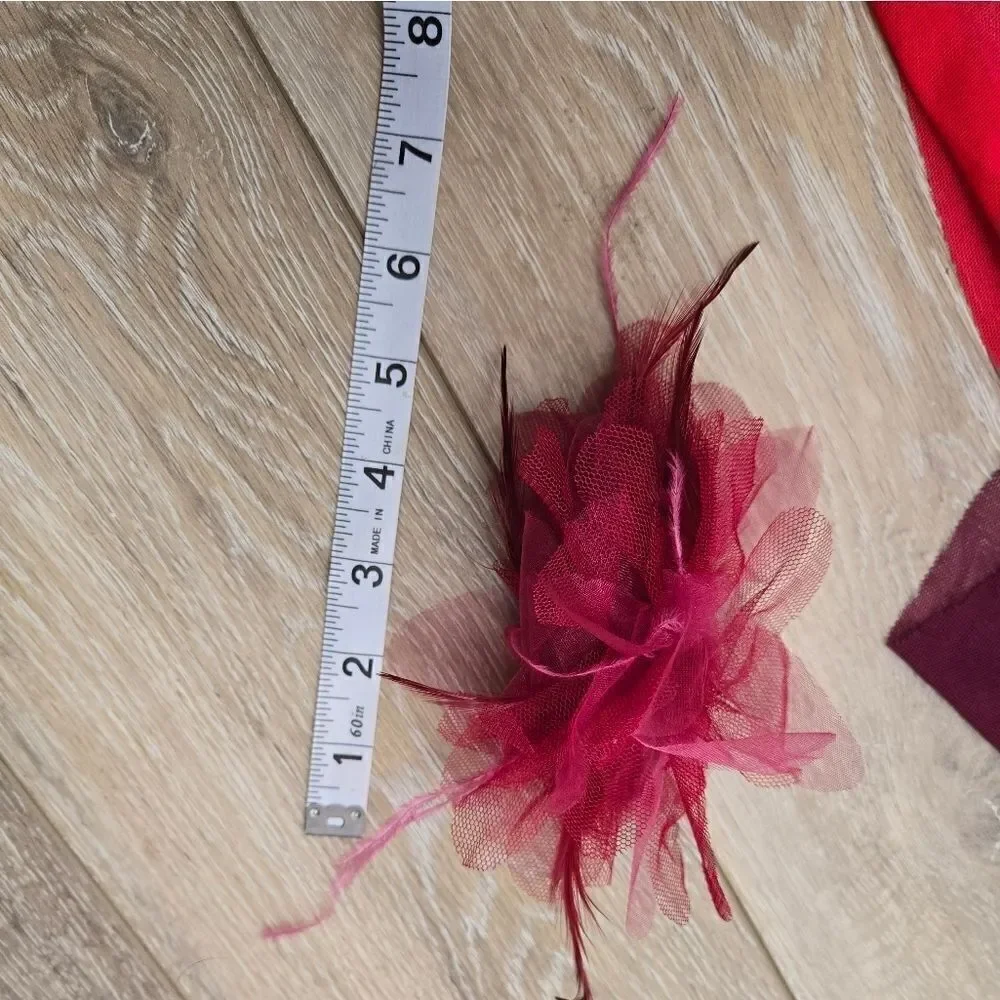 Costume Gallery Burgundy leo with attached skirt with burgundy hair piece xl